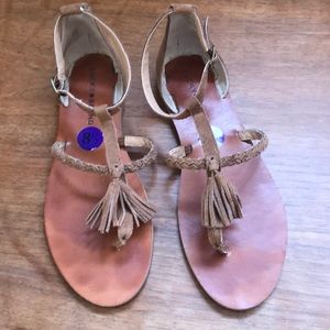 Lucky brand leather fringe sandals